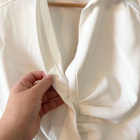 Zara Pleated Cropped Long Sleeve Top in White - Picture 9 of 11